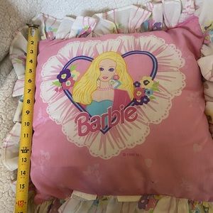 1996 Vintage Barbie Ruffle Throw Pillow Mattel